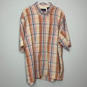 Harbor Bay Sport Plaid Short Sleeve Button Down Shirt Size 2X Big EUC Cotton